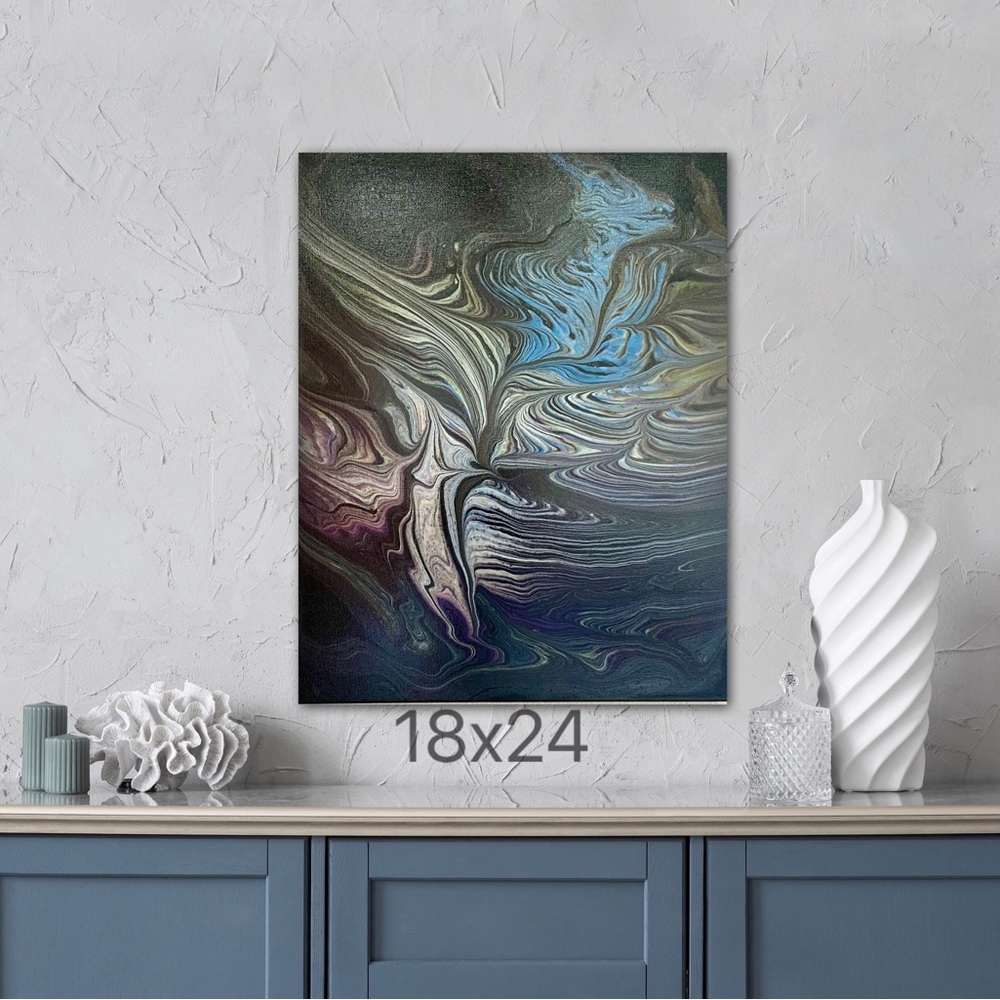 Homemade acrylic abstract fluid art